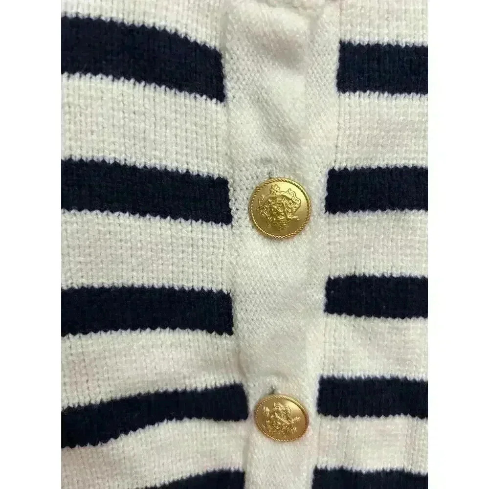 Jessica Simpson Nautical Striped Women's Cardigan White & Blue Gold Size L NWT - Picture 5 of 8